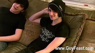 Sexy gay Aron met William at a club and was convinced to shoot his porn video